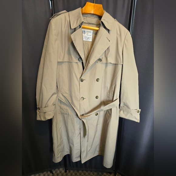 London Fog Trench Coat With removable liner mens‎ size 45 long Tan - Picture 1 of 7